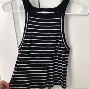 Black and white striped crop top